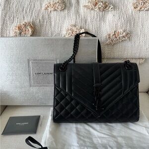 Saint Laurent Black Quilted Shoulder Bag